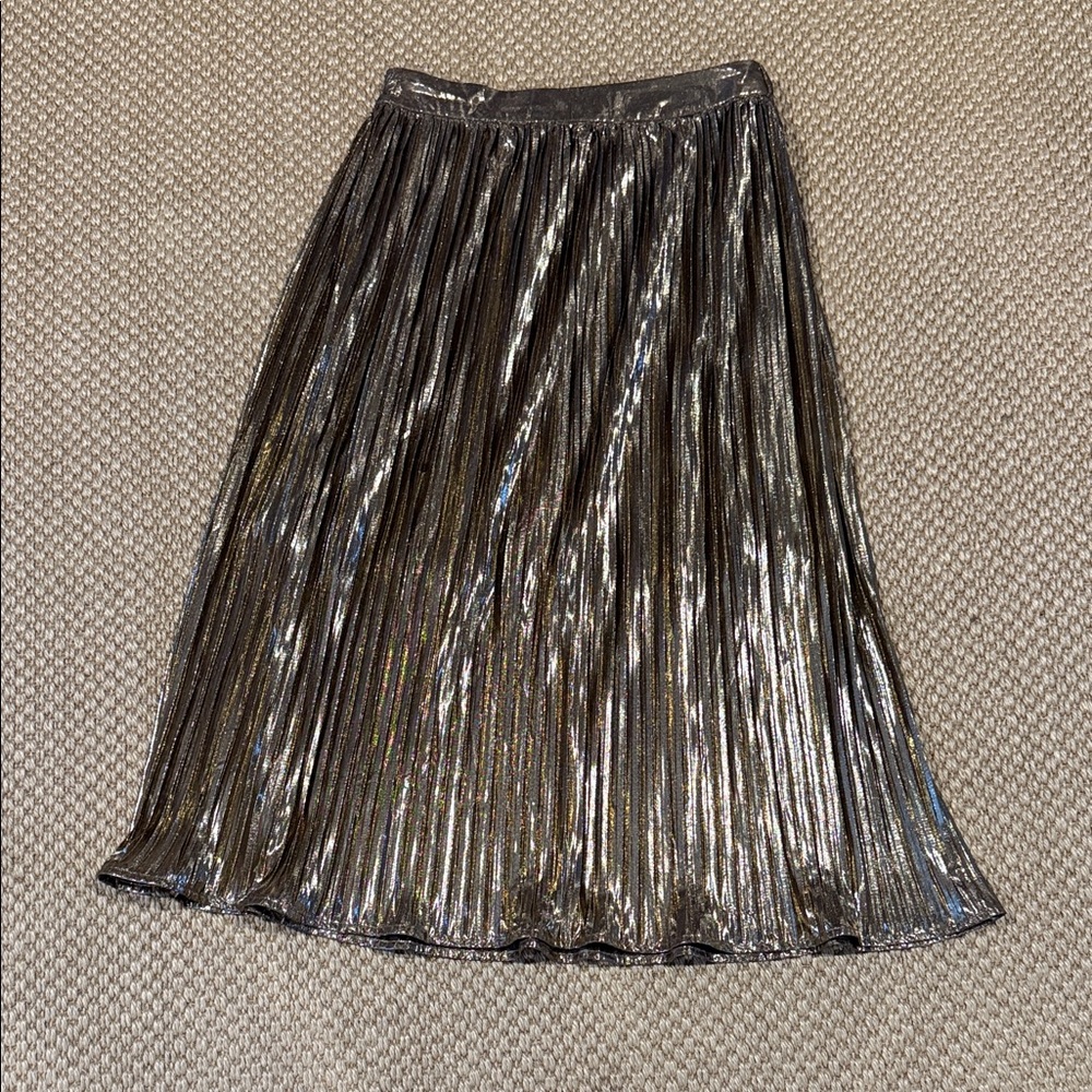 Love Riche Shiny Gold A-Line Pleated Skirt